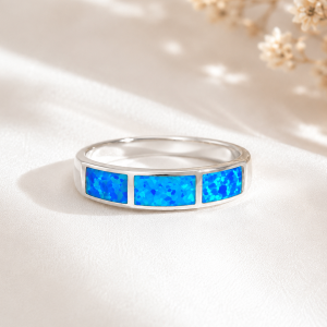 Bague Opale Bleue – Modèle Trilogie d'Azur
